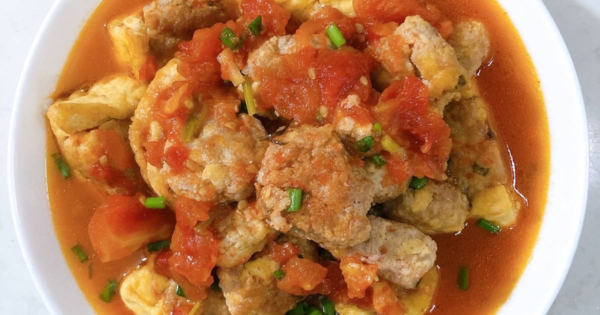 Đậu nhồ thịt xốt cà chua