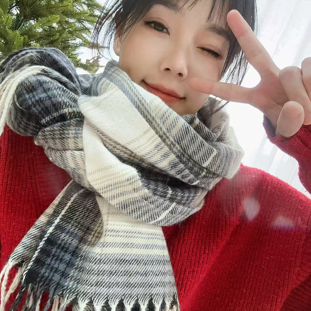 Checkered winter scarf in college style