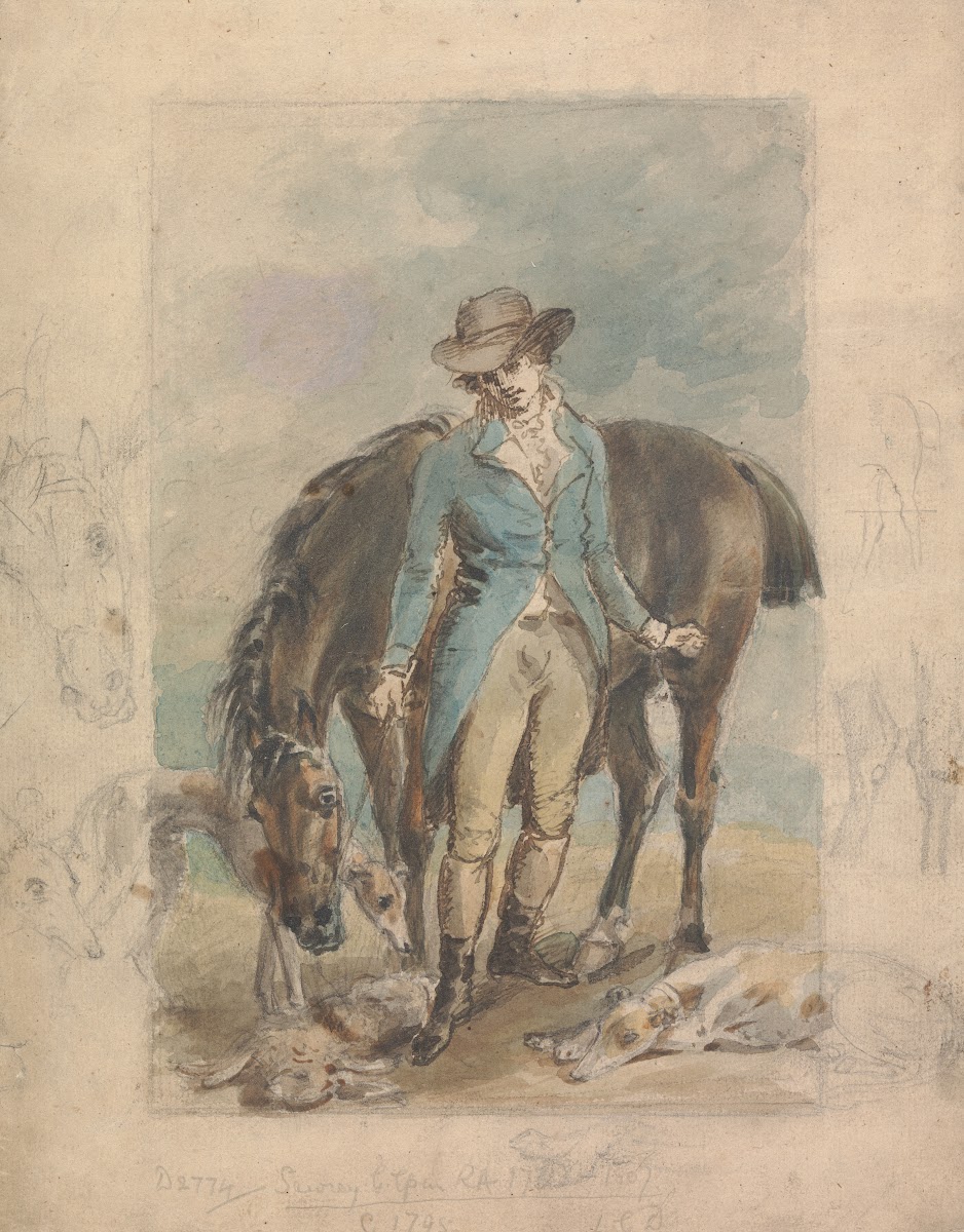 A Young Man with a Horse with Studies of Hounds and Dead Hare ca 1785