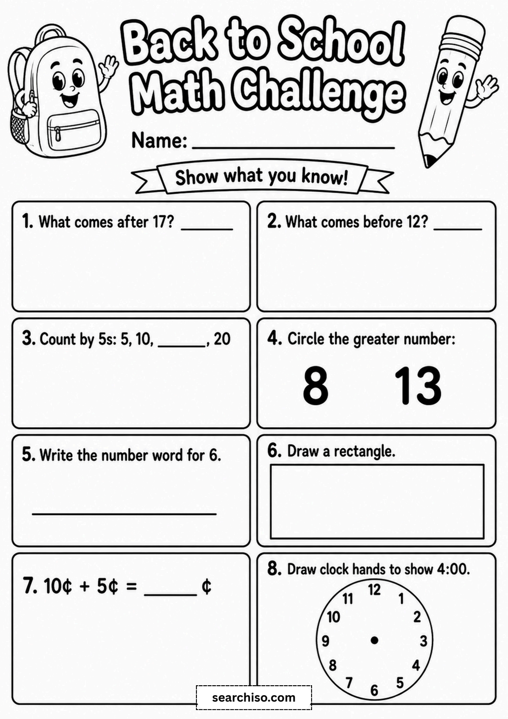 Back to School Math Challenge