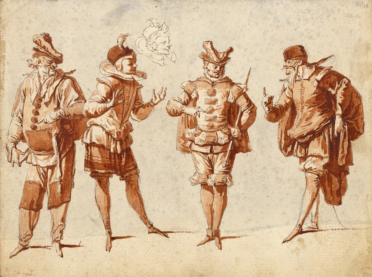 Four Figures in Theatrical Costume 1710