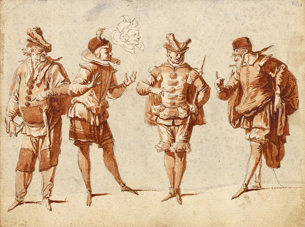 Four Figures in Theatrical Costume 1710