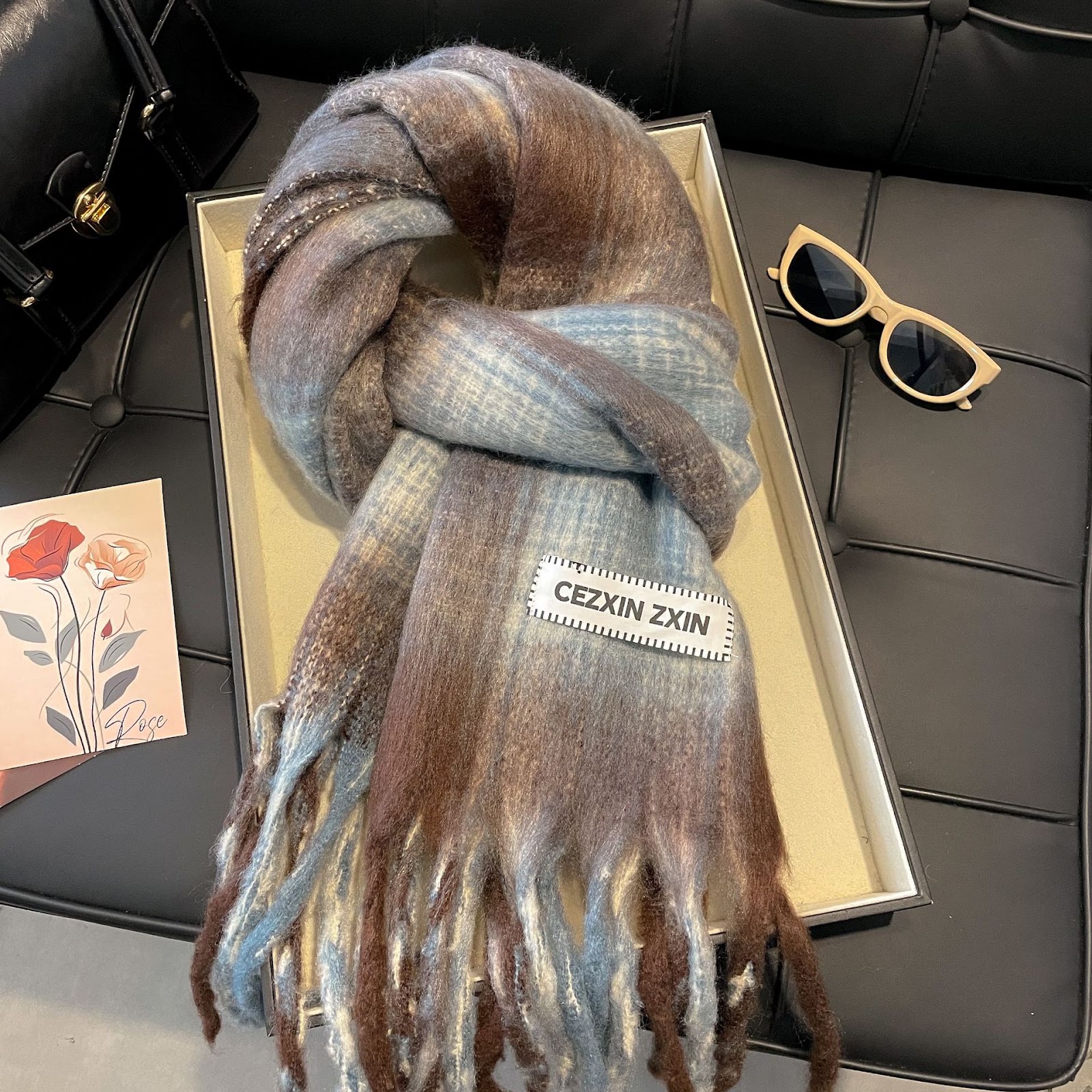 Checked Scarf with Gradient