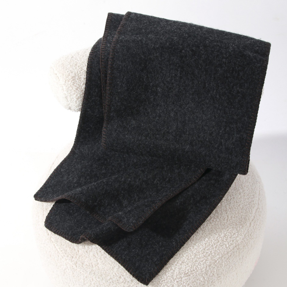 Thick, solid-colored alpaca wool scarf, dark gray