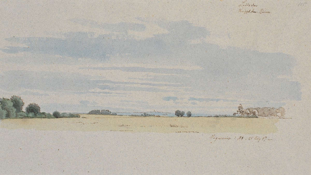 Udsigt over marker mod skove 1847