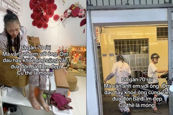 Cụ bà 70 tuổi luôn được chồng đưa đi làm đẹp, dân mạng trẻ xuýt xoa ghen tị - Báo VTC News