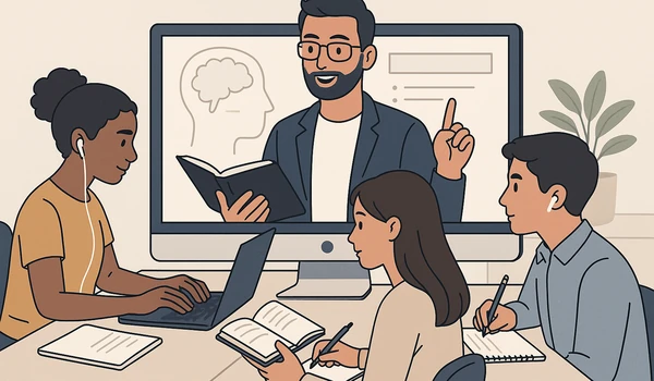 Ilustración sobre aprendizaje en línea