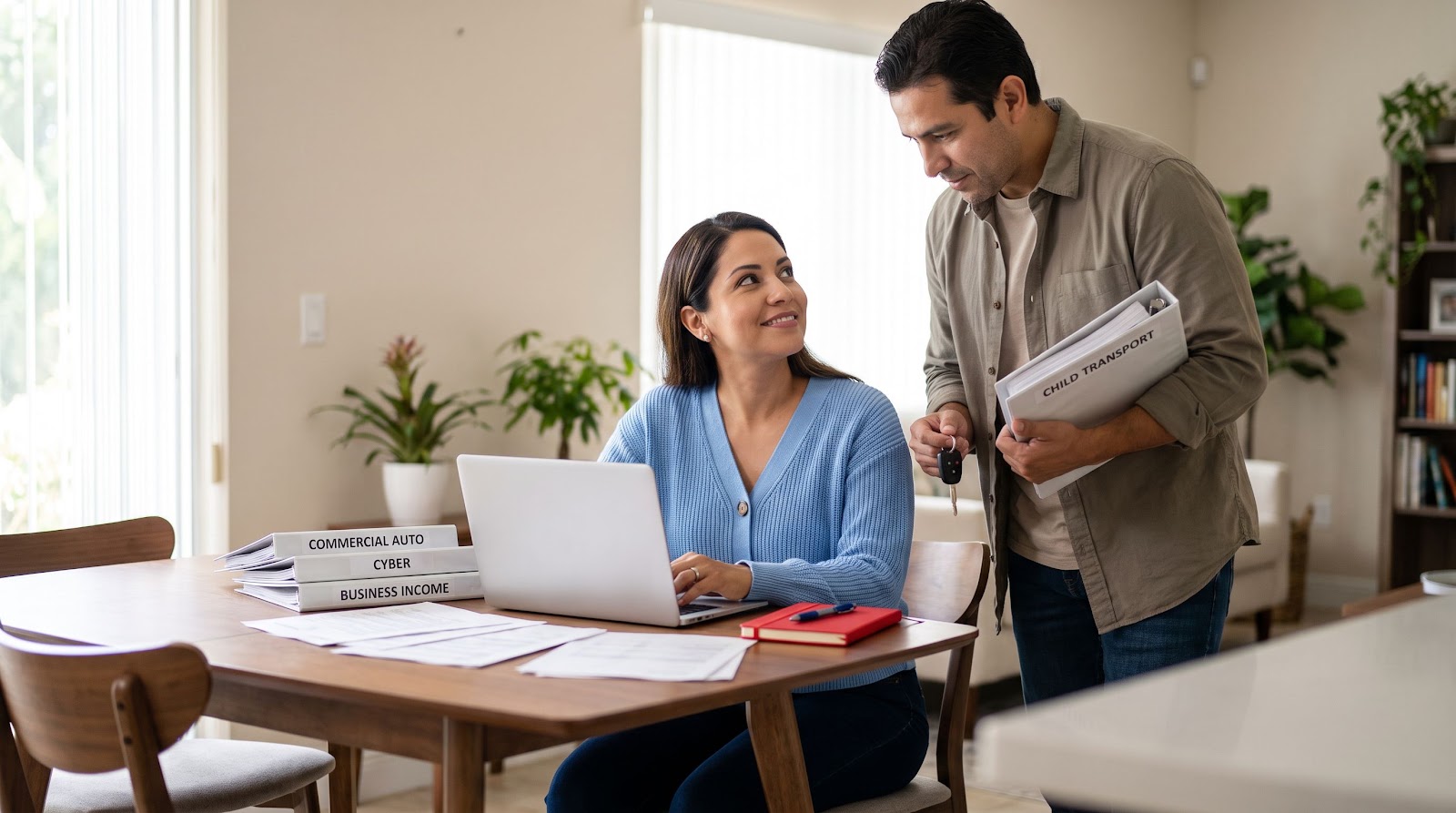 Hispanic daycare owner reviewing florida daycare liability commercial insurance options beyond general liability at home