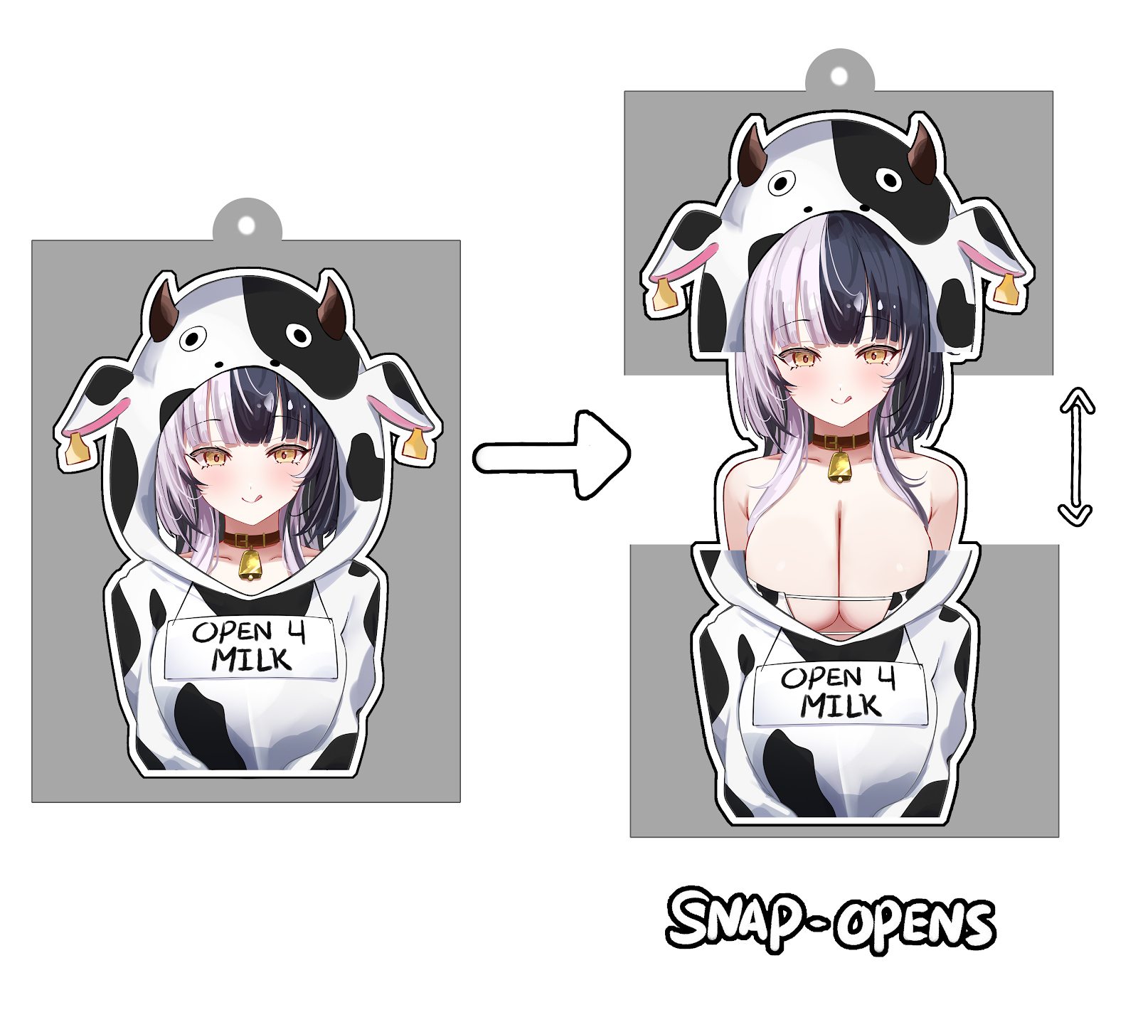 Shiori Cow Snap-Open Keychain by Roku