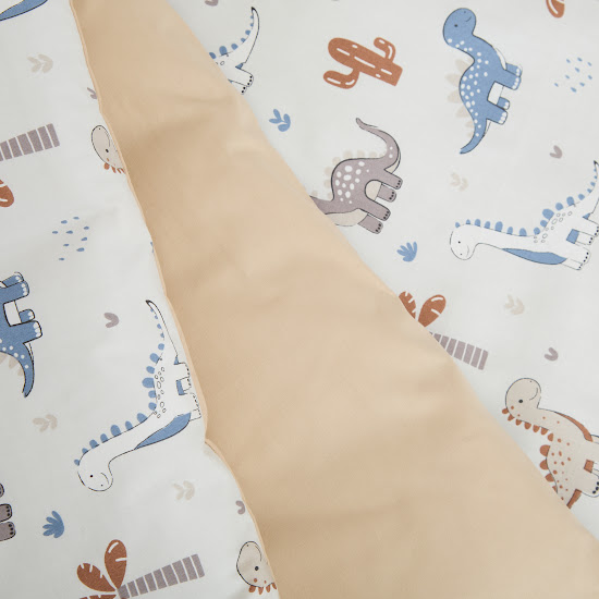 Детское сменное постельное белье 4 эл Twins Satin Limited Dino Tropics серый/синий