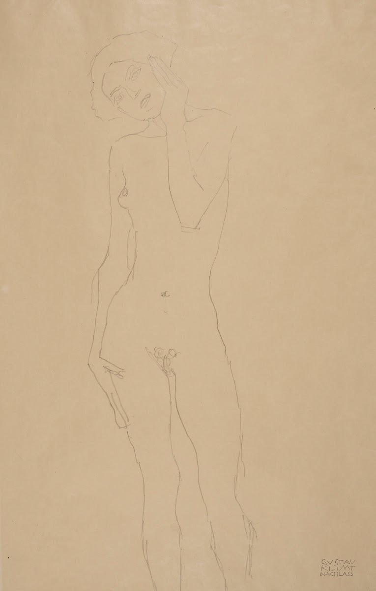 Stehender Mädchenakt von vorne 1913