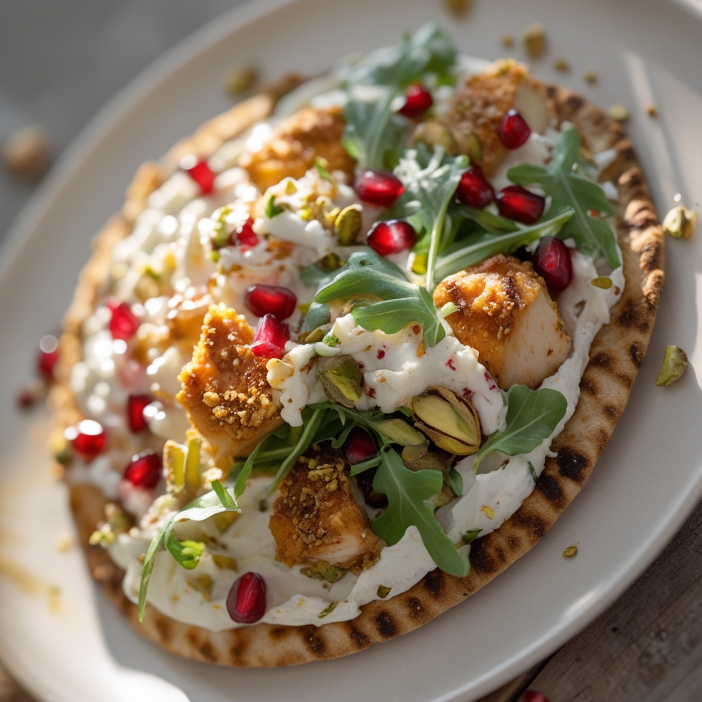 Crispy Za'atar Chicken & Whipped Pistachio Feta Power Flatbreads
