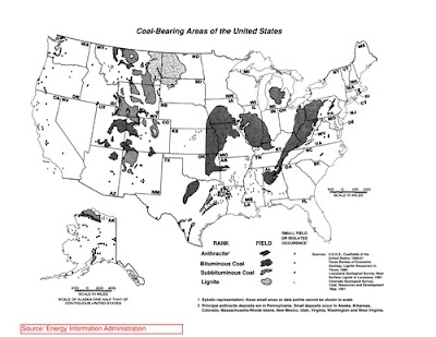 usa coal bearing areas map