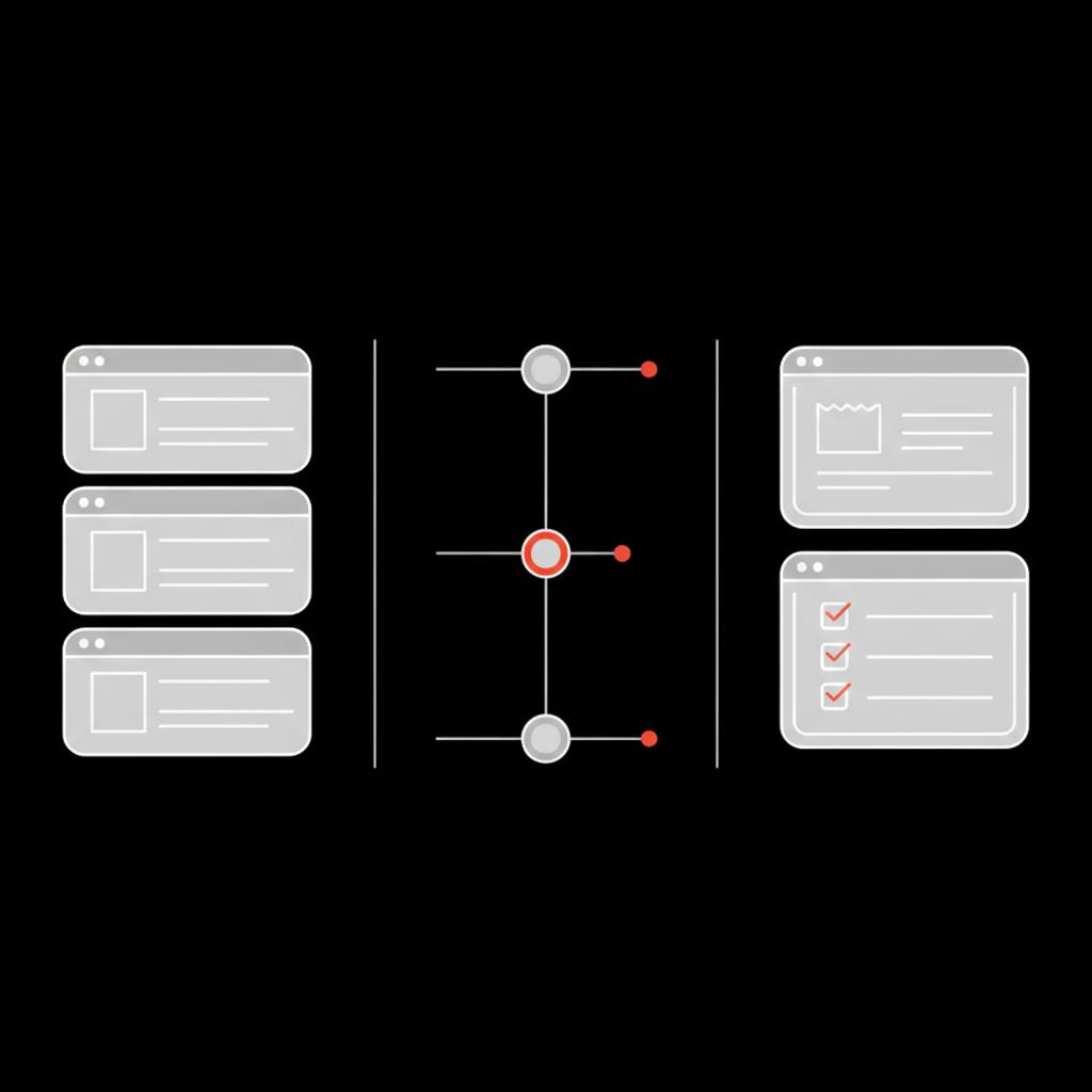 Minimal 2D vector evidence dashboard showing screenshots, timestamps, invoices and a checklist on black background, designed to guide how to remove Google reviews.