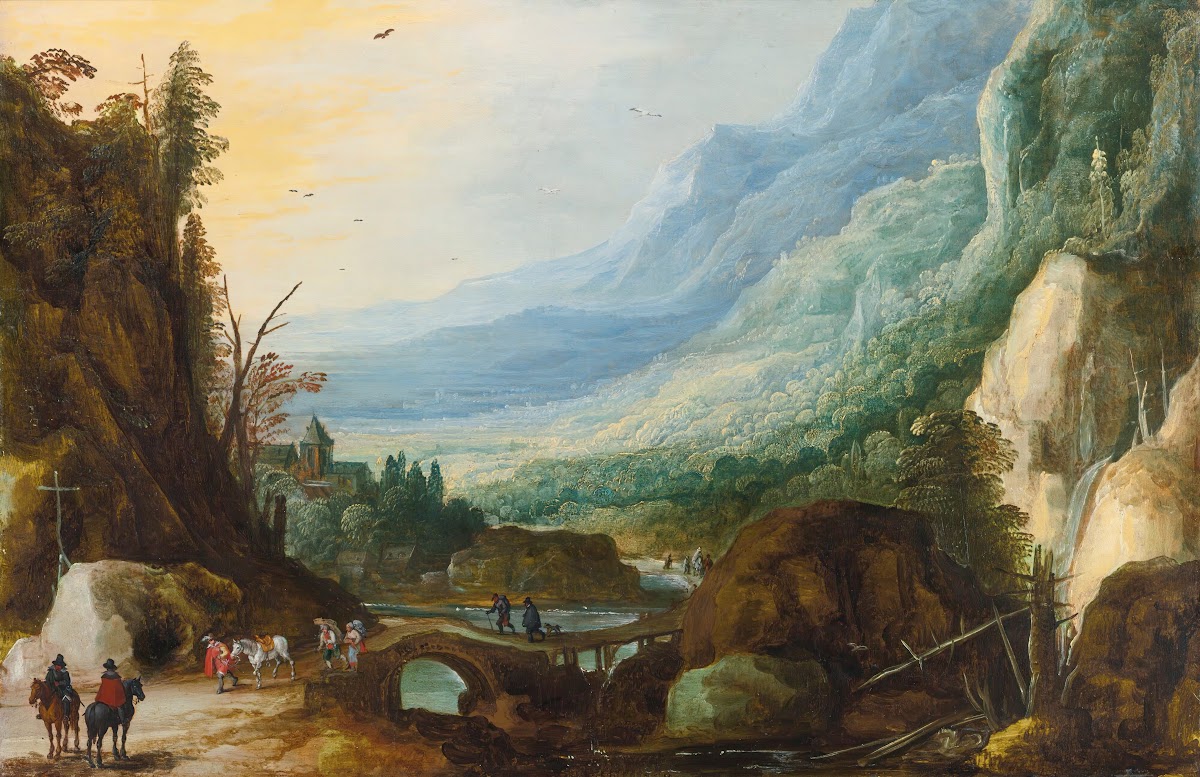 Mountainous Landscape With A Bridge Across A River