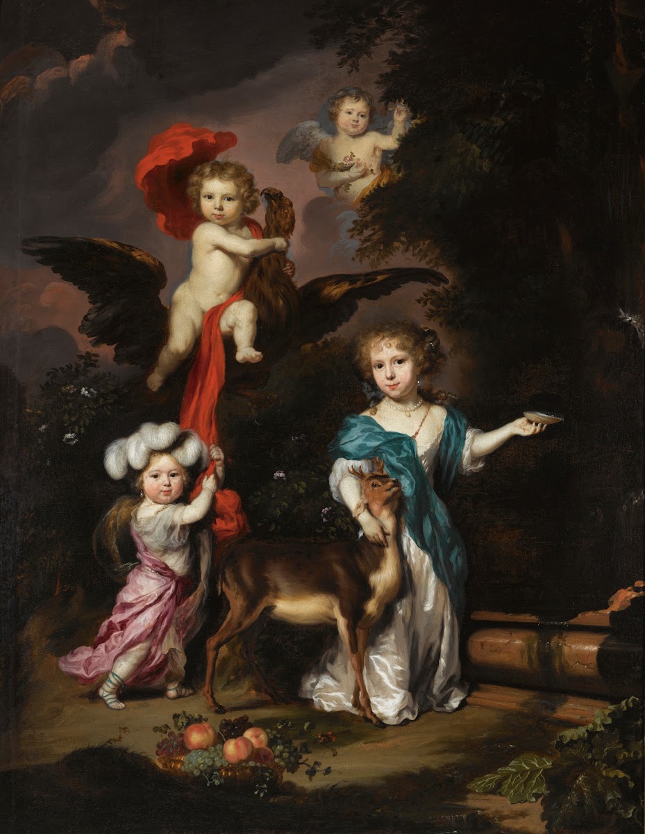 Pastoral Family Portrait of Four Children Personifying Mythological Figures Incl