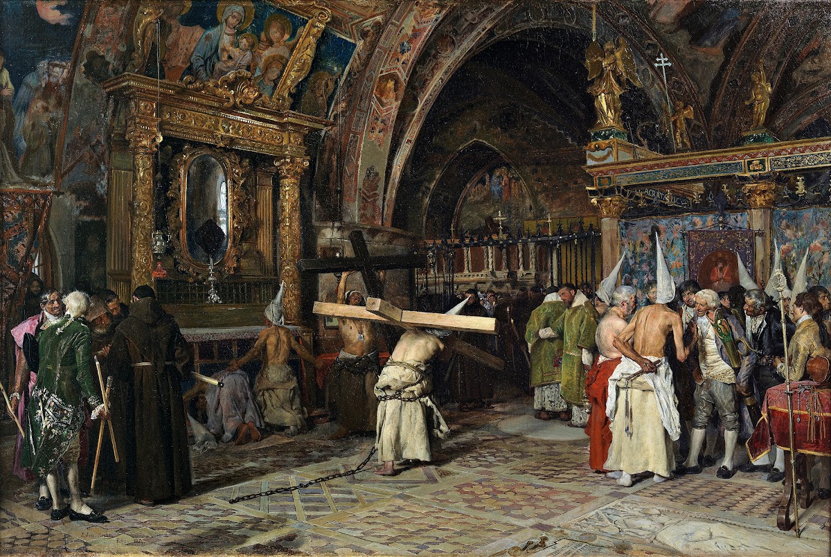 Penitents In The Lower Basilica Of Assisi 1874