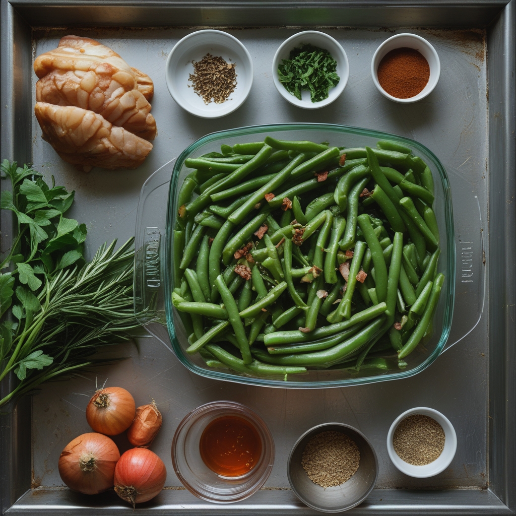 Ingredients for Bacon Loaded Green Bean Casserole – Easy, Comforting, and Family-Friendly