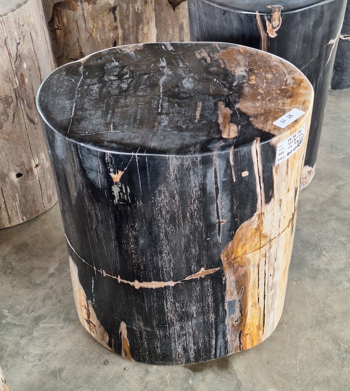STOOL FULL POLISH — SKU PJA.33.38 | Petrified Wood by PJ Antique Bali