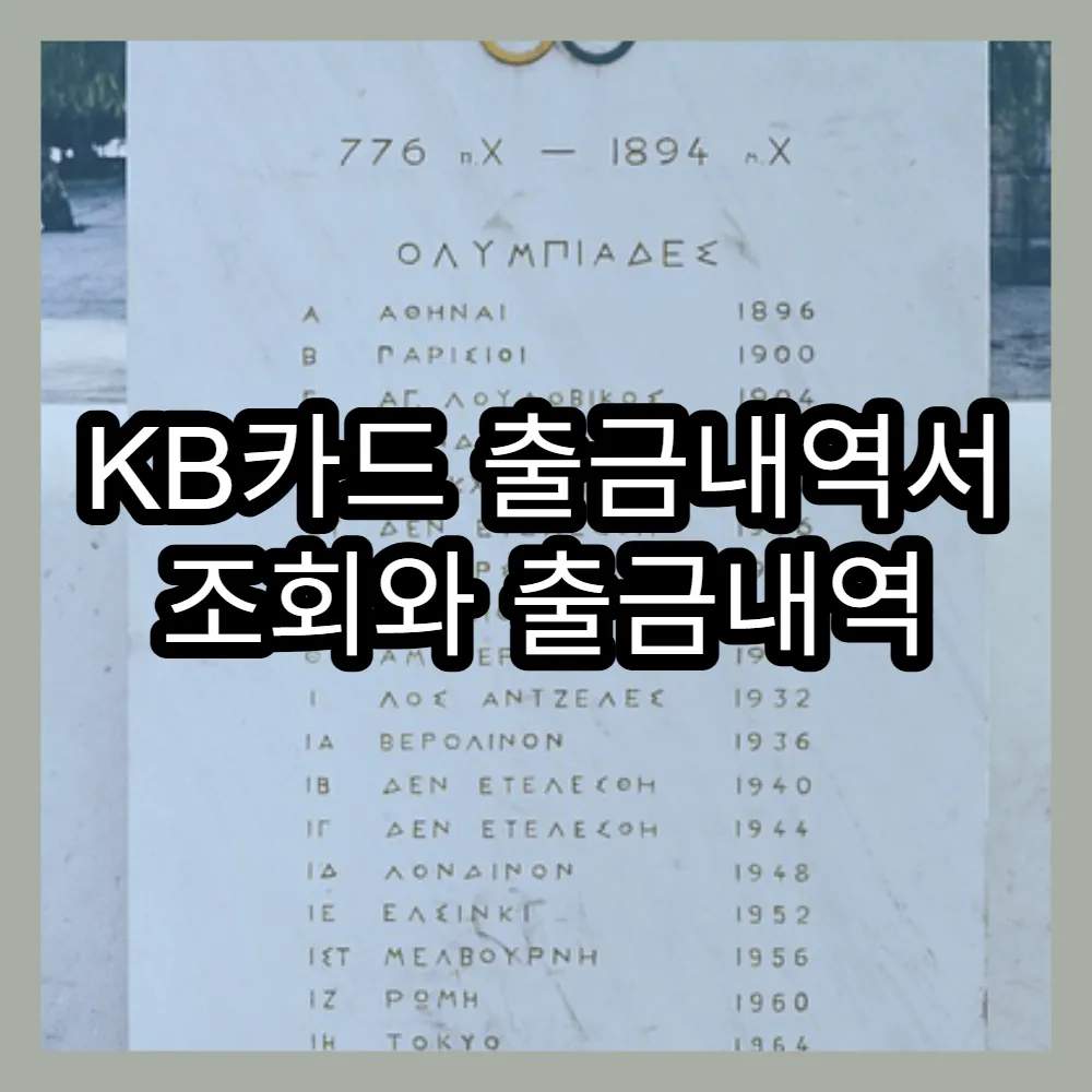 KB카드 출금내역서 조회와 출금내역 상세 분석법