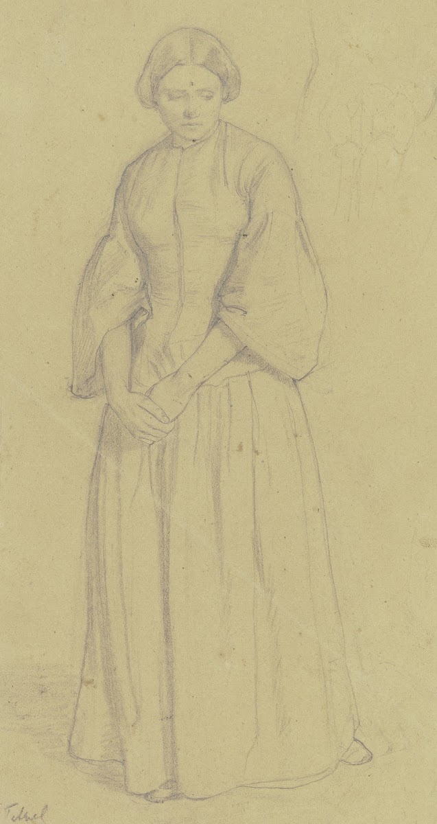 Stehende Frau Studie zum Tetzel 1854