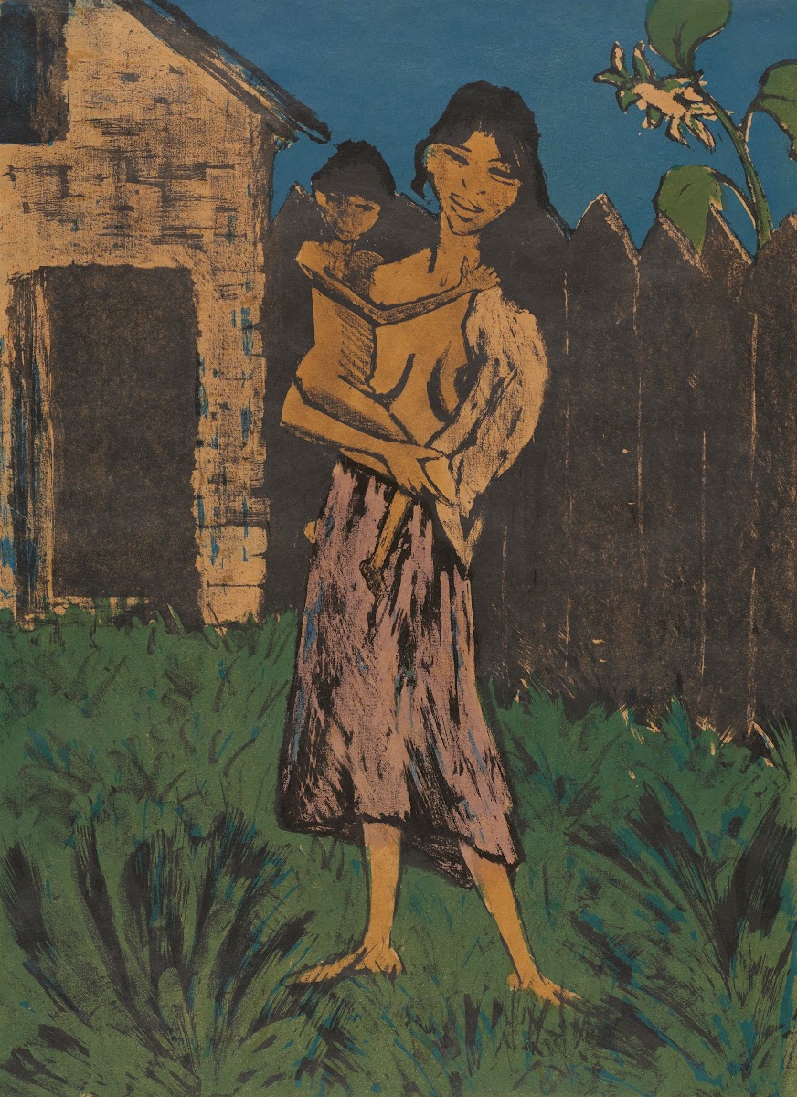 Stehende Zigeunerin mit Kind auf dem Arm 1926 1927