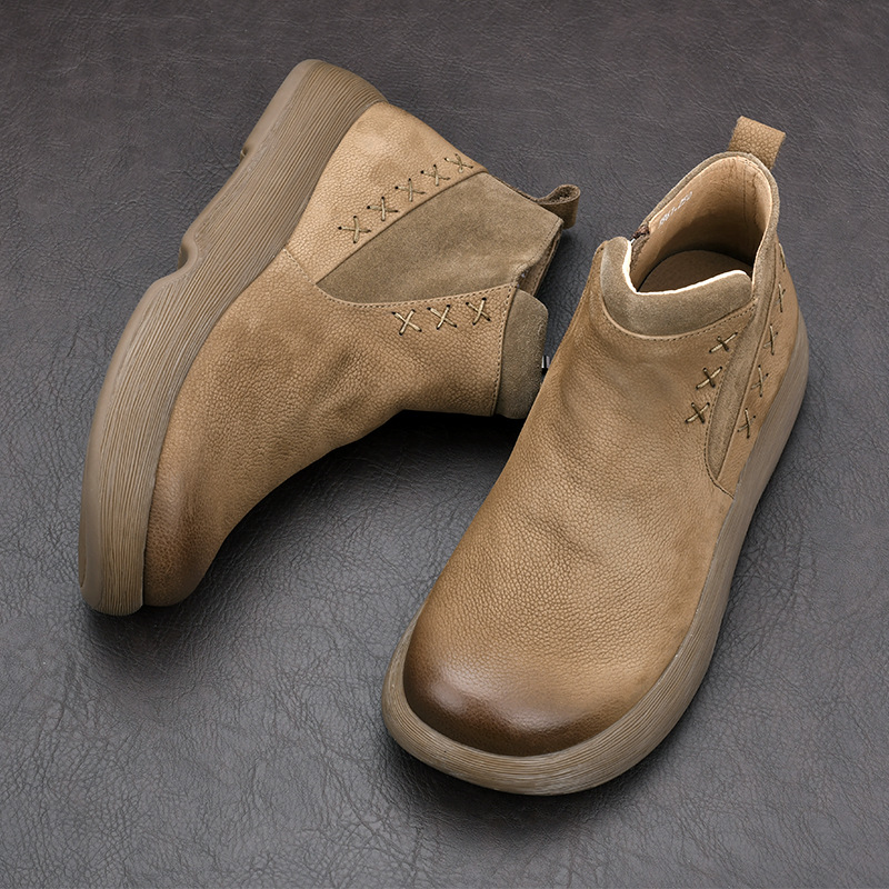 Men's genuine leather Chelsea boots, lined, with zipper