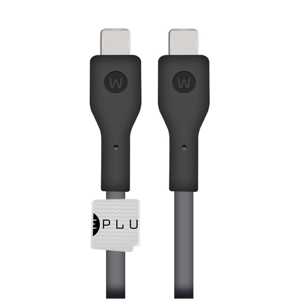 Cable de carga rápida WePlug™ tipo C a USB-C de 1.3 m, color gris
