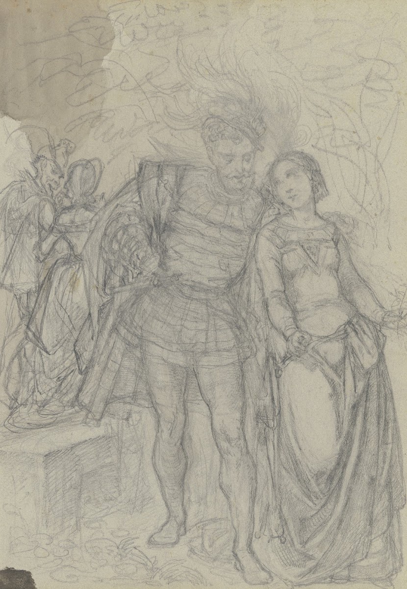 Faust und Gretchen im Hintergrund Marthe und Mephisto ca 1835 1840