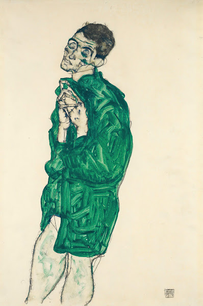Self Portrait In Green Shirt With Eyes Closed 1914