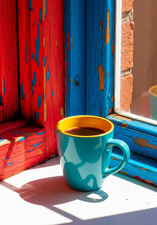 Pop Art Coffee Mug Distressed Window