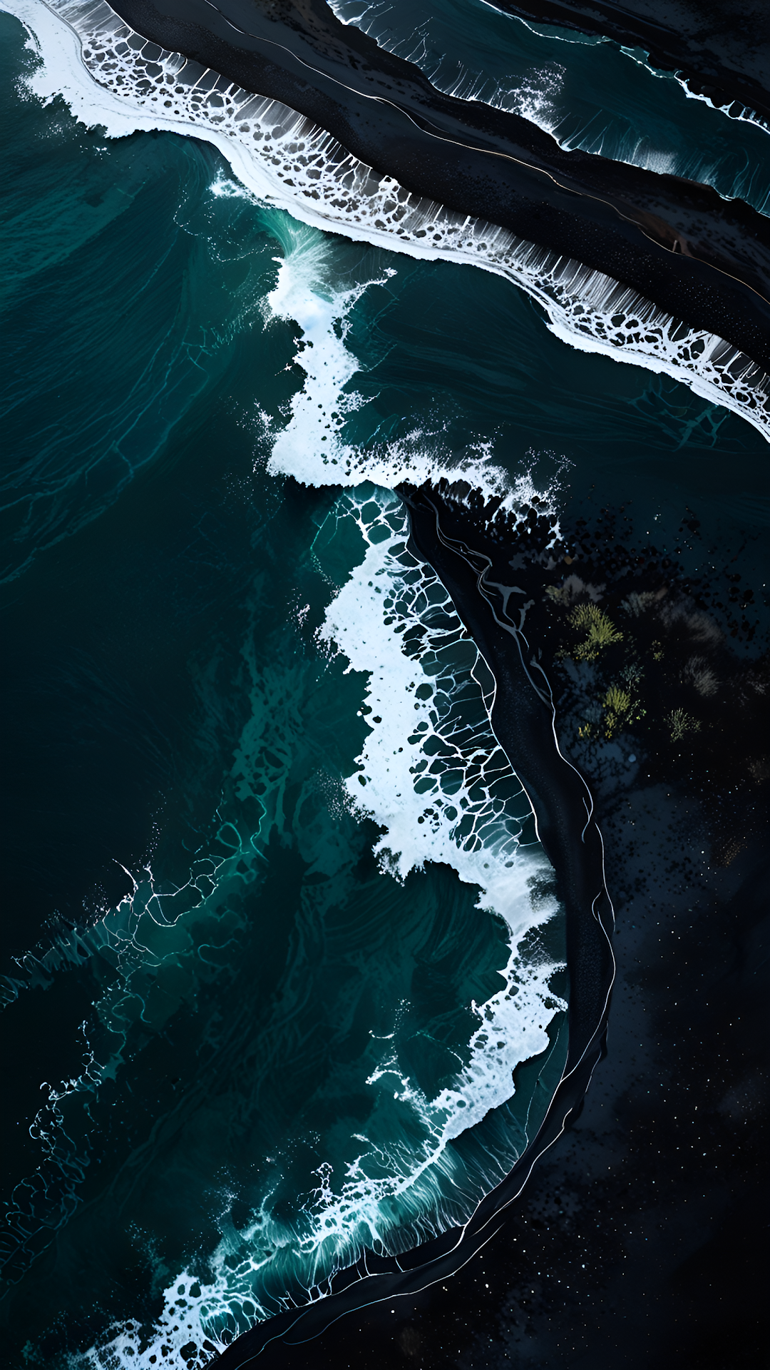 Deep Teal Ocean Waves Aerial View Abstract Texture - Free 4K mobile Wallpaper