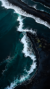 Deep Teal Ocean Waves Aerial View Abstract Texture