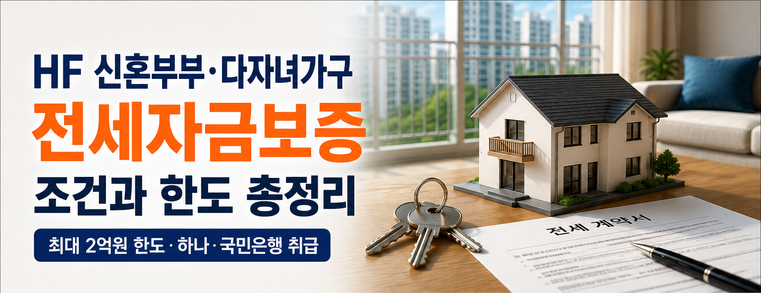 HF 신혼부부 다자녀가구 전세자금보증 조건과 한도 대표 이미지