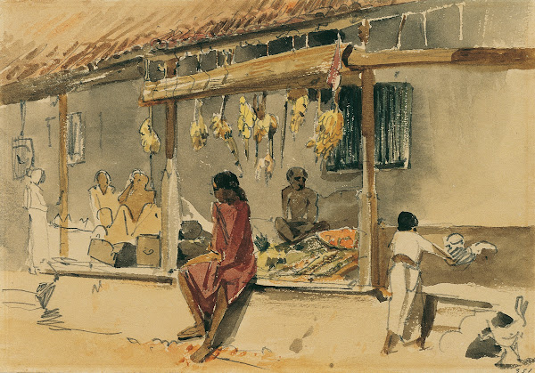 Hühnerhändler in Point de Galle auf Ceylon Sri Lanka 1858
