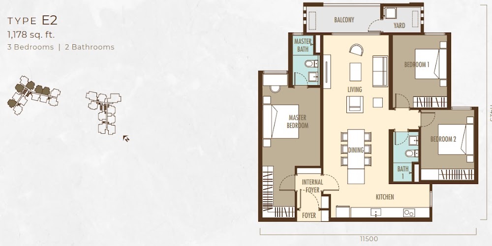 Ayanna Type E2 floor plan — 2453 sq ft, 4 bedrooms