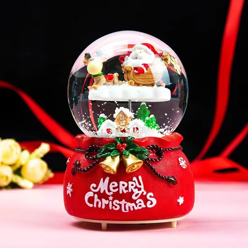 Illuminated Snow Globe Music Box, Resin