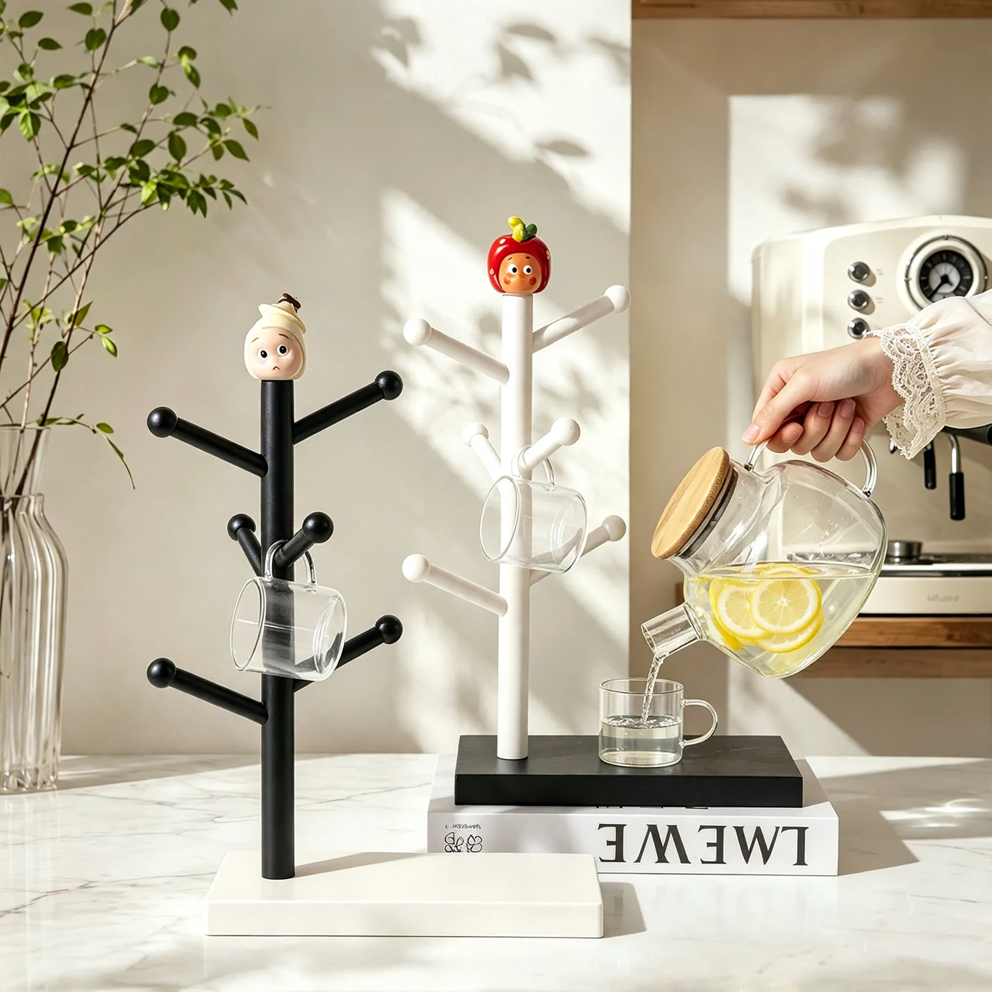 Apple Figure Cup Stand with Drip Tray