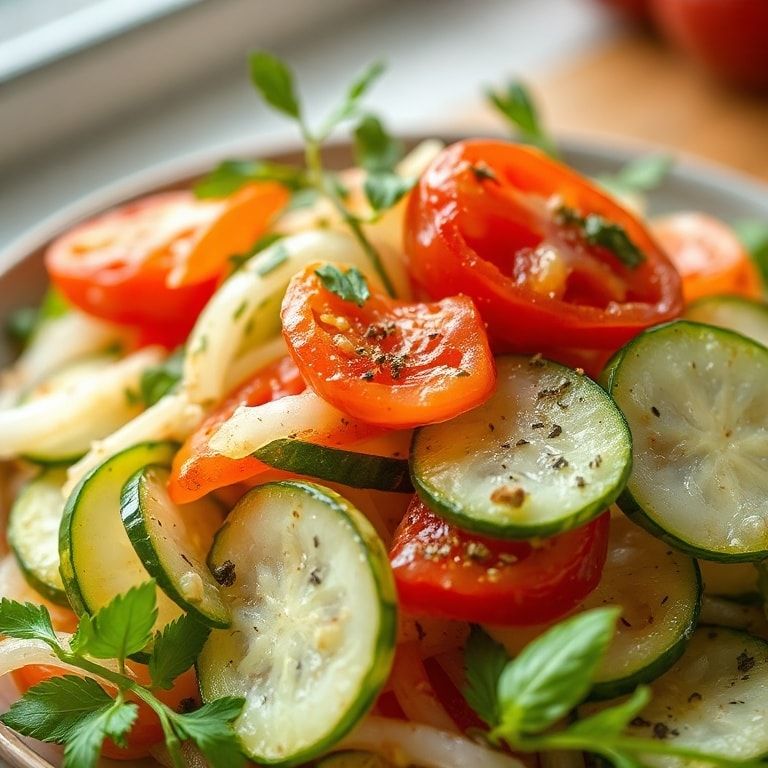 Easy Crisp Cucumber, Onion, and Tomato Salad for Fresh Flavor Bliss