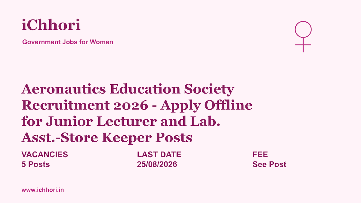 Aeronautics Education Society Recruitment 2026 - Apply Offline for Junior Lecturer and Lab. Asst.-Store Keeper Posts - iChhori