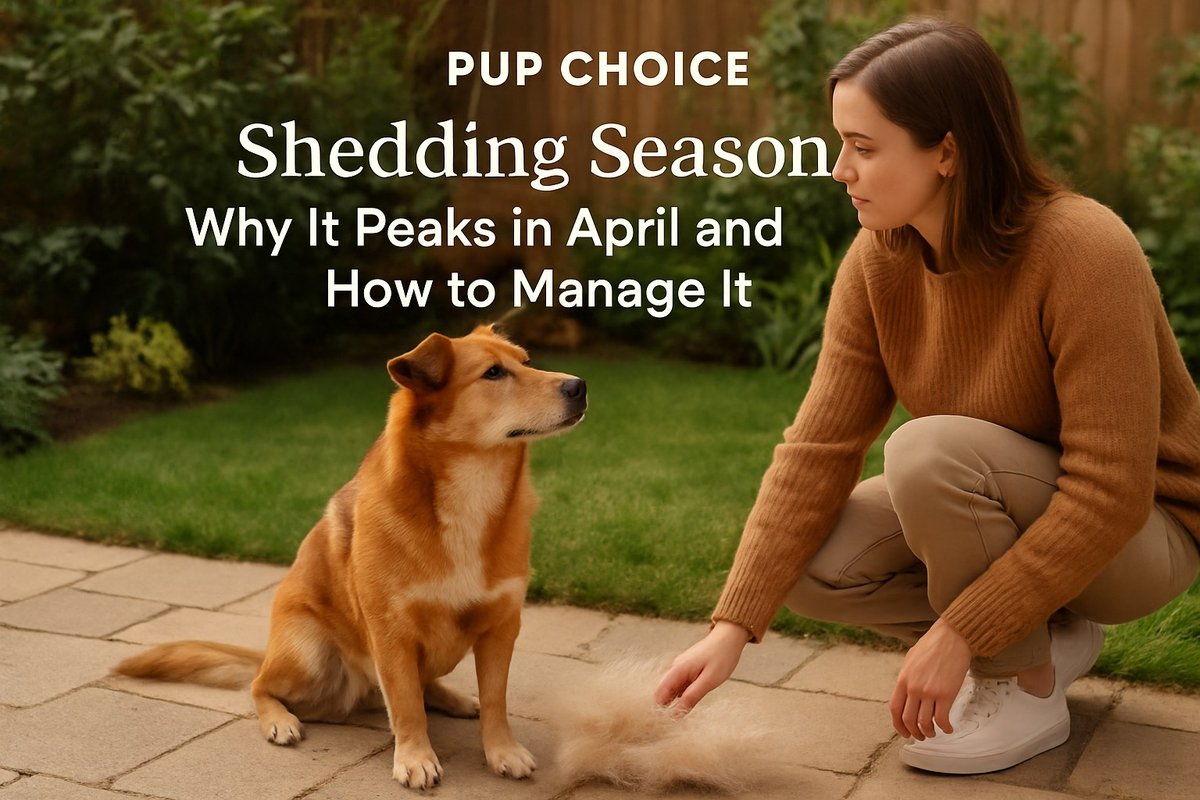 Dog in a garden scene for Pup Choice article about shedding season