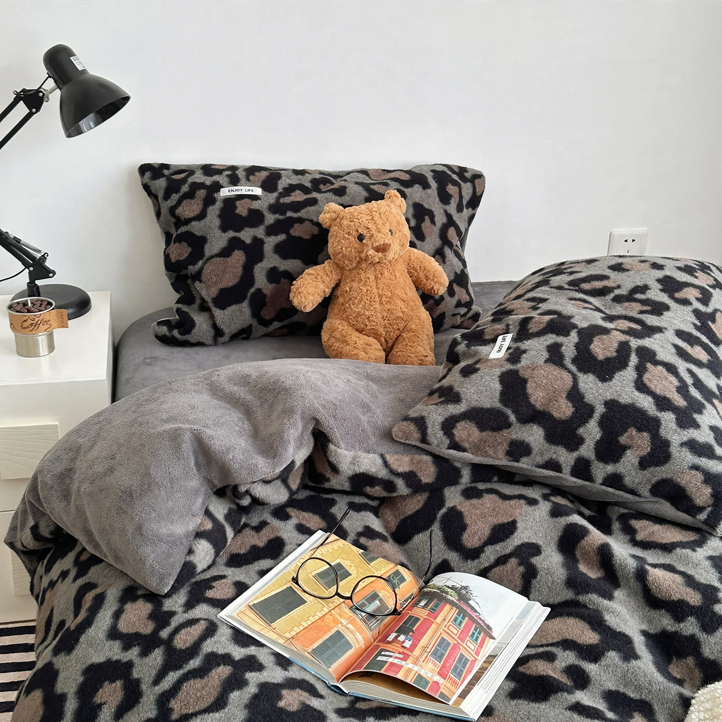 Quilted Winter Bedding Set, Flannel Look, Warm