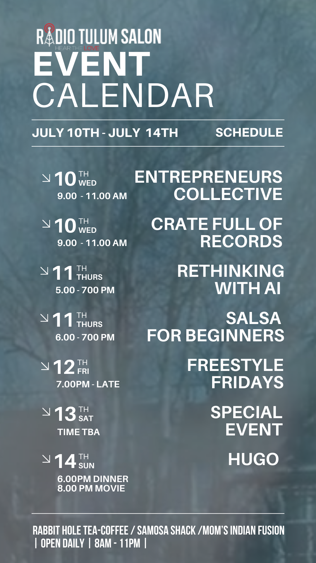 Event schedule — Radio Tulum