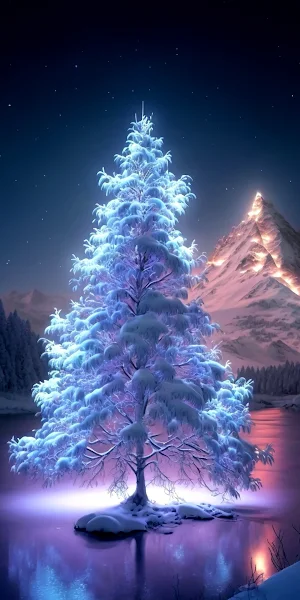 Christmas Tree, Holiday, New Year, Mountain, Spruce, Glow Full HD iPhone Wallpaper Background