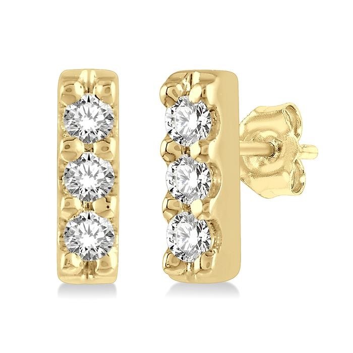 Vertical Bar Petite Diamond Fashion Earrings