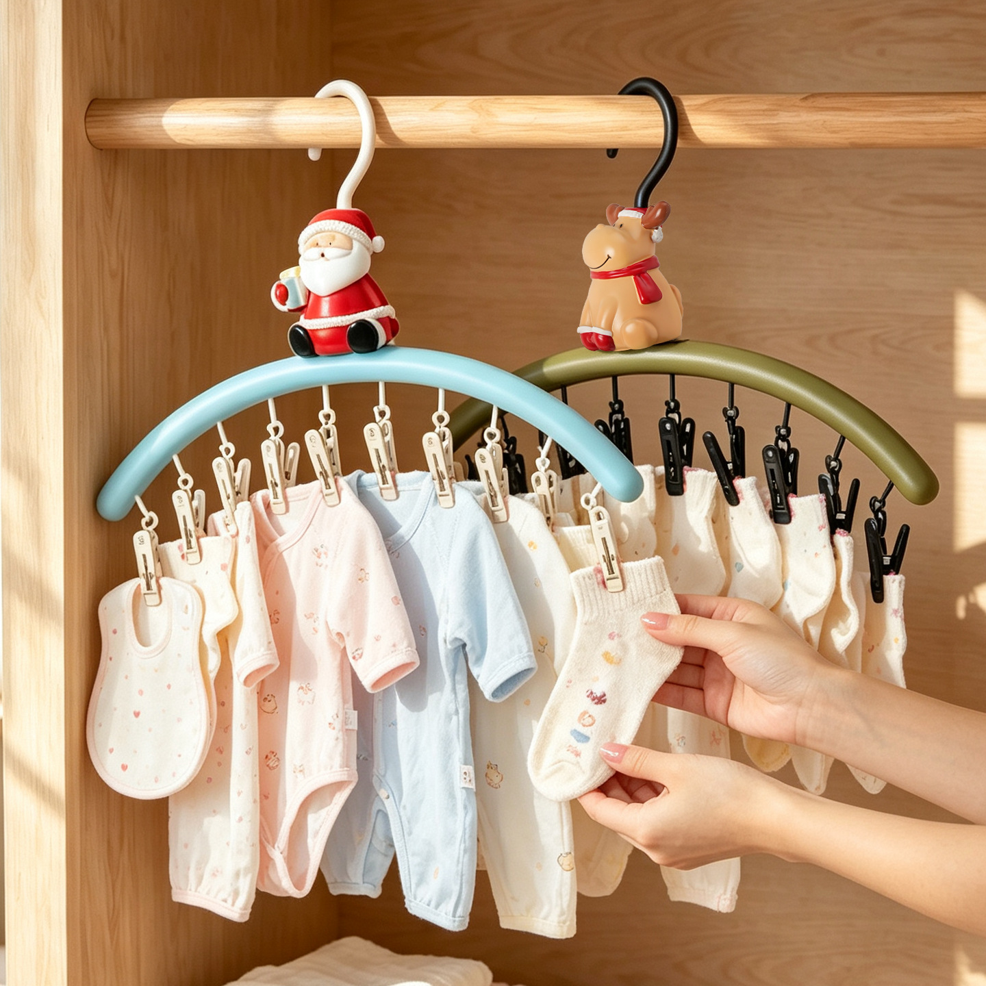 Christmas drying rack with clips