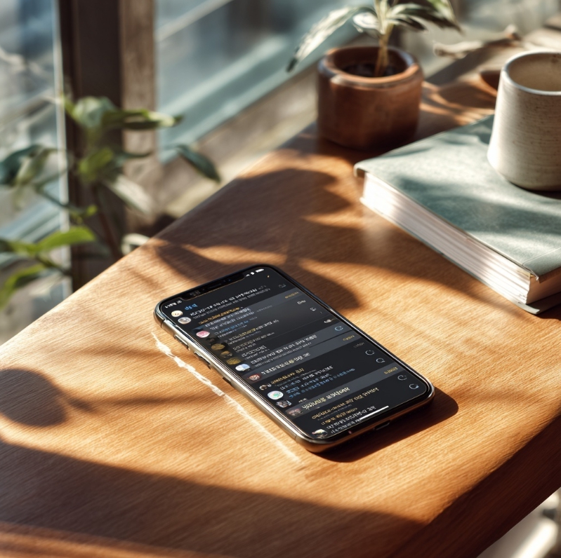 의심스러운 문자 메시지를 바라보는 스마트폰 화면