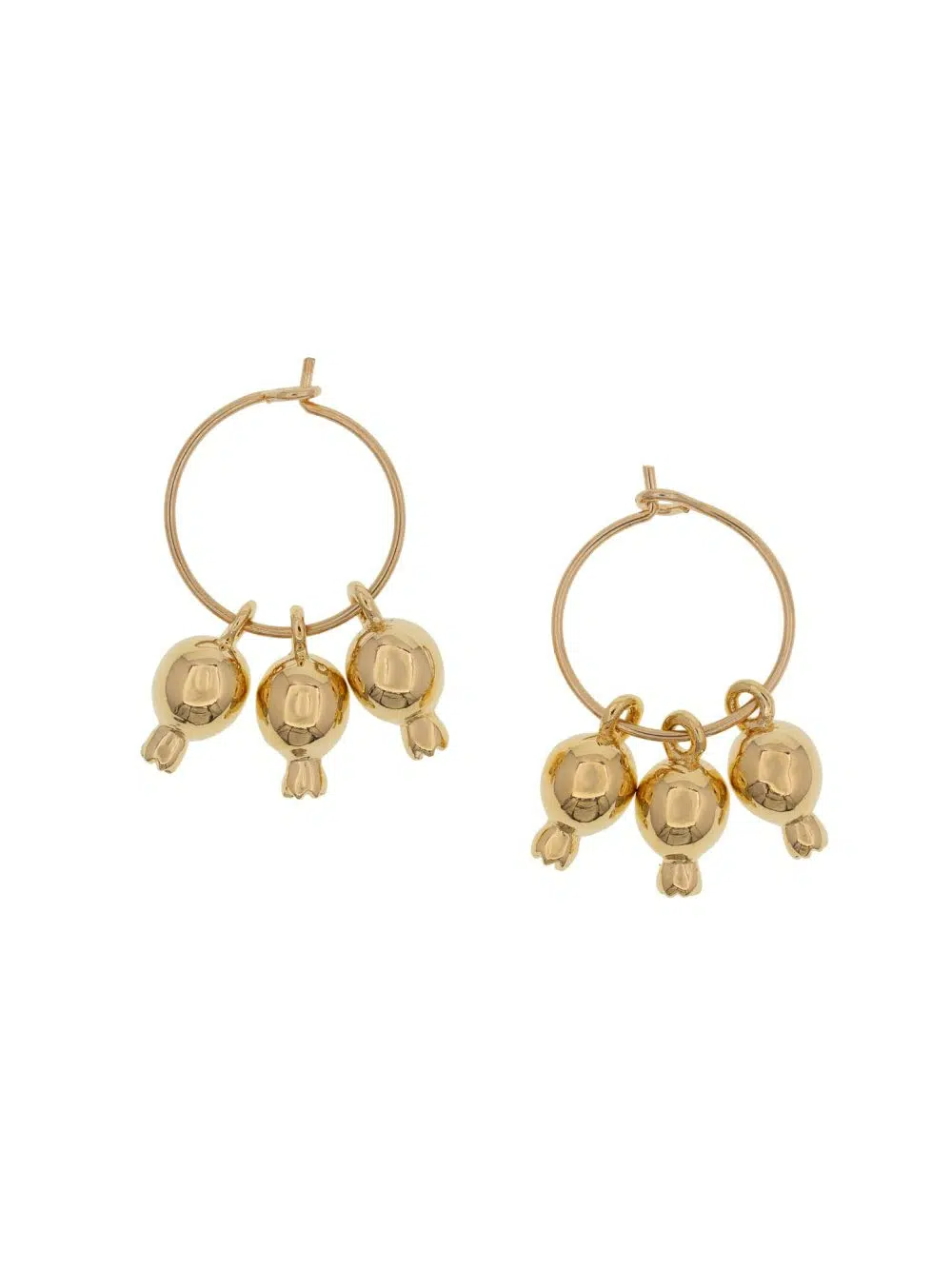 Серьги кольца с подвесками 3 граната