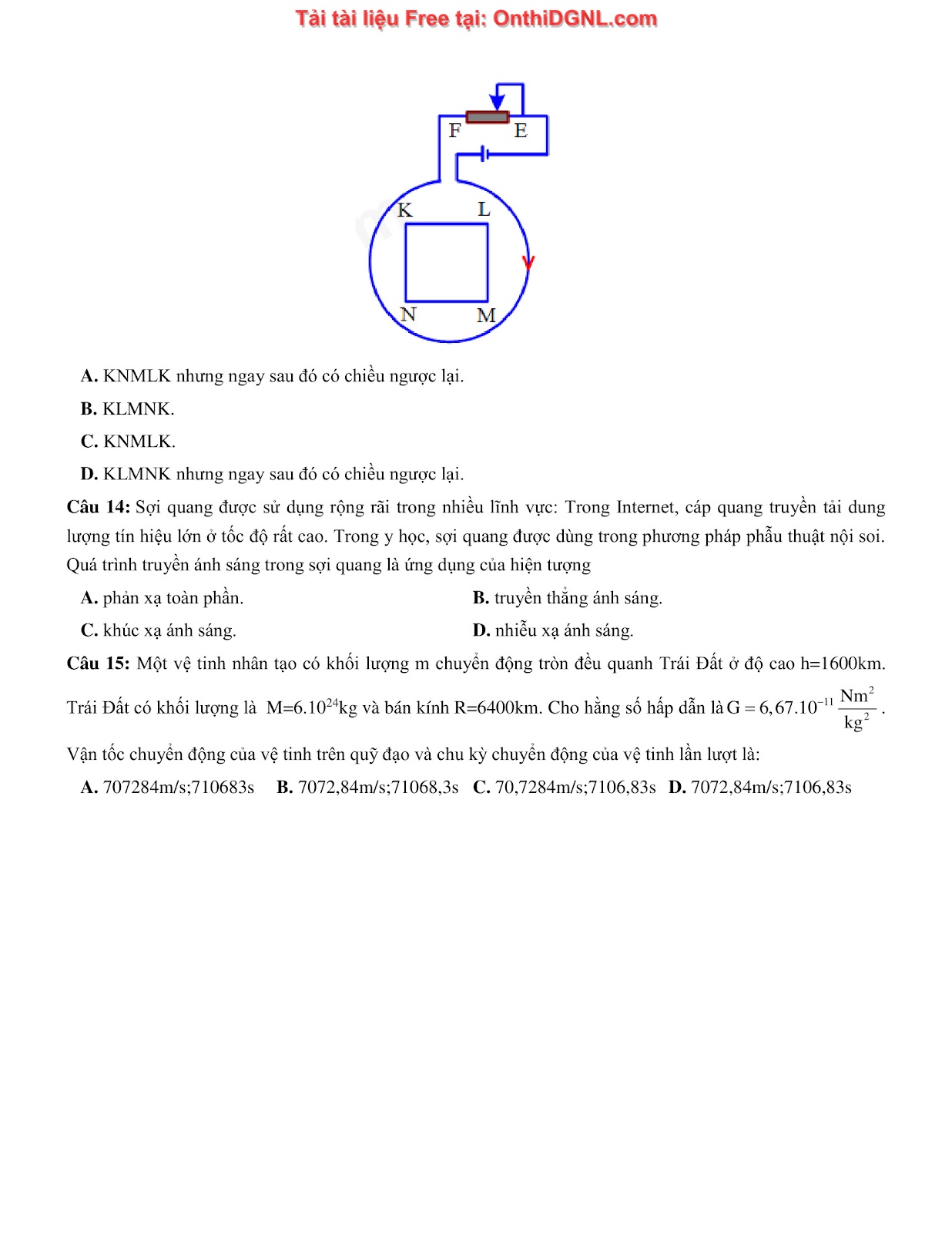 105 bài tập môn Vật Lý - Ôn thi ĐGNL Bách khoa Hà Nội Phần 6