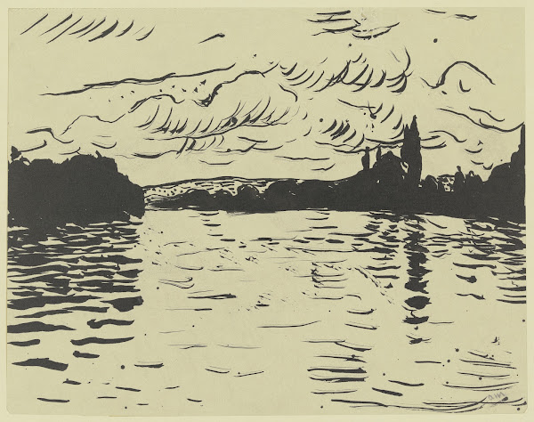 Fluss von Bäumen umsäumt